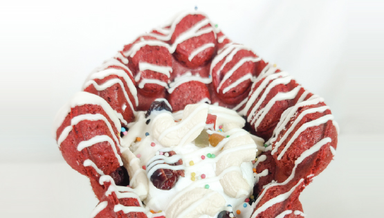 How to make Red Velvet Bubble Waffle with Vanilla Ice Cream